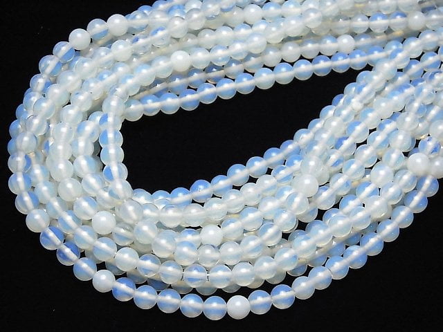 Synthetischer Opal Rund 6mm Weiß 1 Strang Perlen (ca. 14 Zoll / 34 cm)