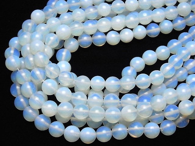 Synthetischer Opal Rund 10mm Weiß 1strang Perlen (ca. 14 Zoll / 34 cm)