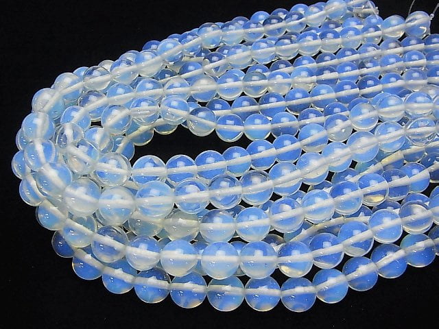 Synthetischer Opal Rund 12mm Weiß 1strang Perlen (ca. 14 Zoll / 34 cm)