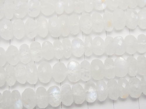 Rainbow Moonstone AAA - Faceted Button Rondelle half or 1strand beads (aprx. 13 inch / 33 cm)