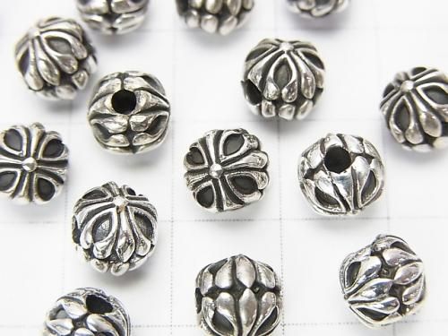 Silver925, Rondelle design, 7x7.5x7.5mm, 1pc