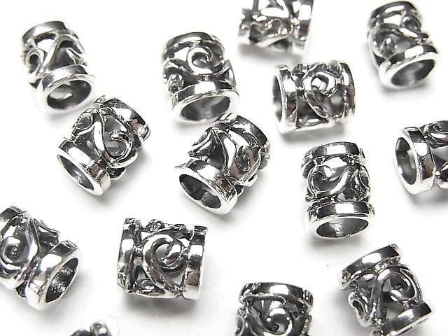Silver925 Designed Rondelle 6.5x6x6mm 1pc