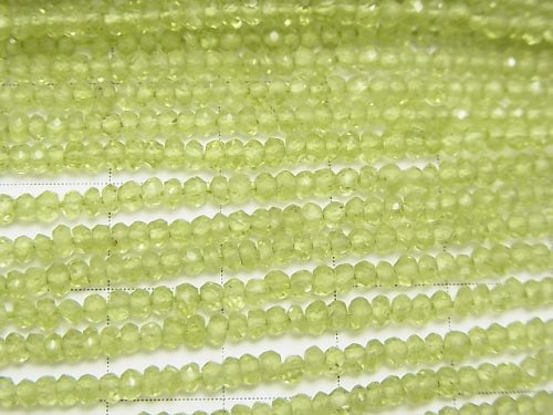 Hochwertiger Peridot AAA--AA++ facettierte Knopf-Rondelle 1 Strang Perlen (ca. 13 Zoll / 32 cm)
