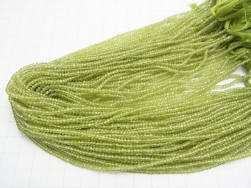 Hochwertiger Peridot AAA--AA++ facettierte Knopf-Rondelle 1 Strang Perlen (ca. 13 Zoll / 32 cm)