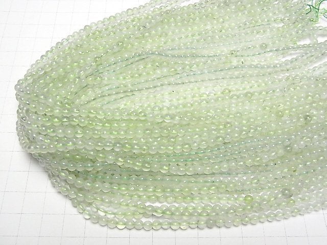 Prehnit AA++ rund 4mm 1 Strang Perlen (ca. 15 Zoll / 36 cm)