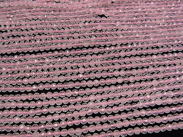 Hochwertig! Rosenquarz AA++ facettierte Runde 3mm 1 Strang Perlen (ca. 15 Zoll / 37 cm)