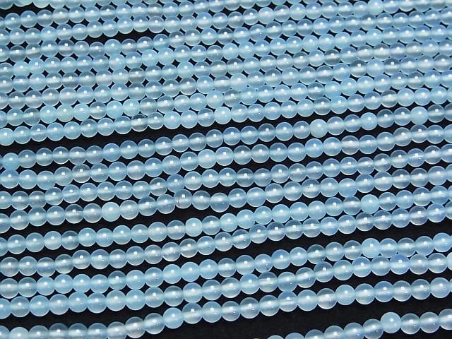 Sea Blue Chalcedony AAA Round 3mm half or 1strand beads (aprx.15inch/38cm)