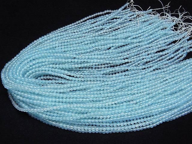 Sea Blue Chalcedony AAA Round 3mm half or 1strand beads (aprx.15inch/38cm)