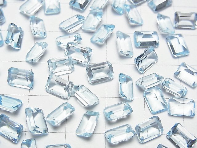 Hochwertiger himmelblauer Topas AAA lose Steine rechteckig facettiert 7x5mm 5 Stück