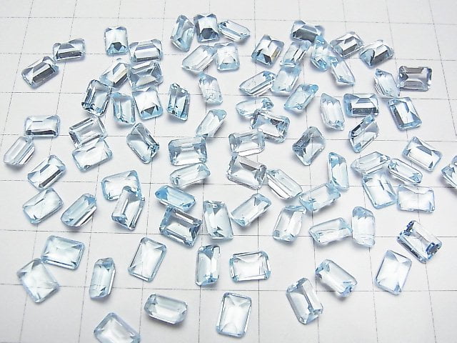 Hochwertiger himmelblauer Topas AAA lose Steine rechteckig facettiert 7x5mm 5 Stück