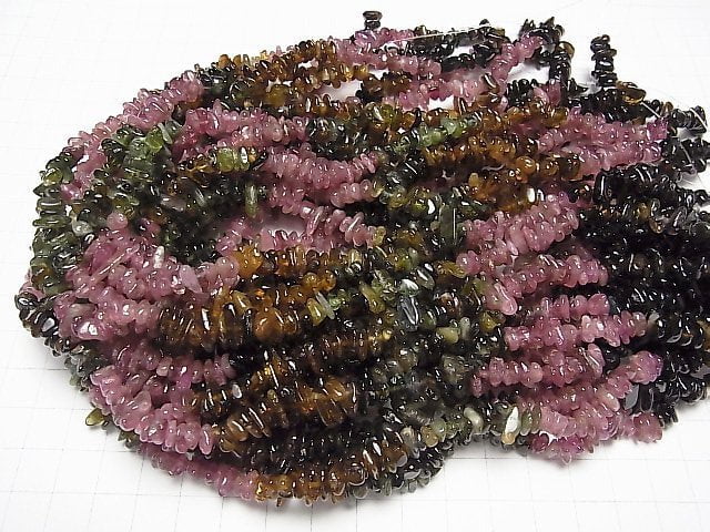Multicolor Turmalin AA++ Chips (kleine Nugget) 1 Strang Perlen (ca. 15 Zoll / 38 cm)