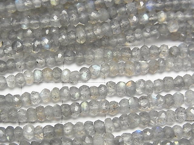 Hochwertiger Labradorit AAA-AAA- kleine facettierte Knopf-Rondelle 3-4 mm 1 Strang Perlen (ca. 12 Zoll / 30 cm)