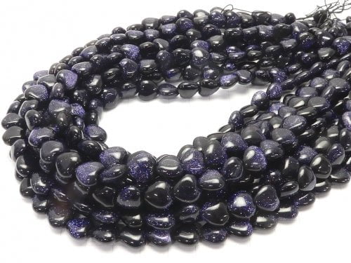 Blauer Goldsandstein AAA Herz 10 x 10 x 5 mm 1strang Perlen (ca. 15 Zoll / 36 cm)