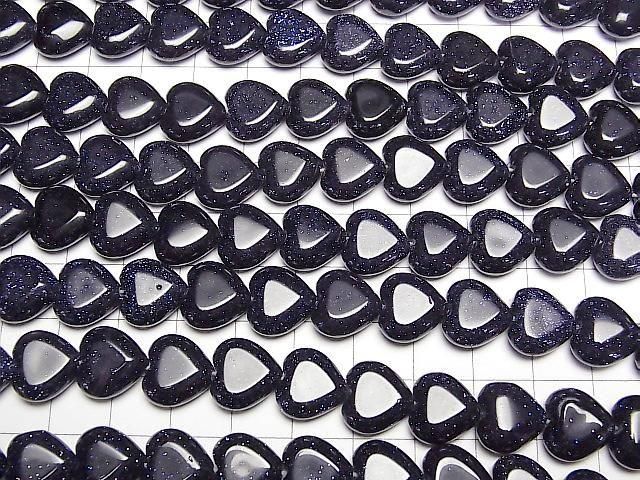 Blue Golden Sand Stone Vertical Hole Heart12x12mm half or 1strand beads (aprx.14inch/34cm)