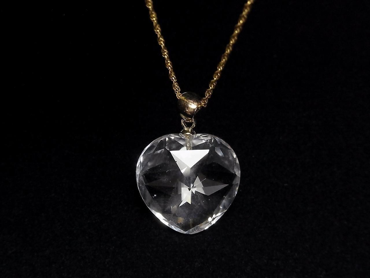 Pendentif cœur en cristal de quartz de haute qualité AAA 18x18x10mm en plaqué or 18 carats, 1 pièce