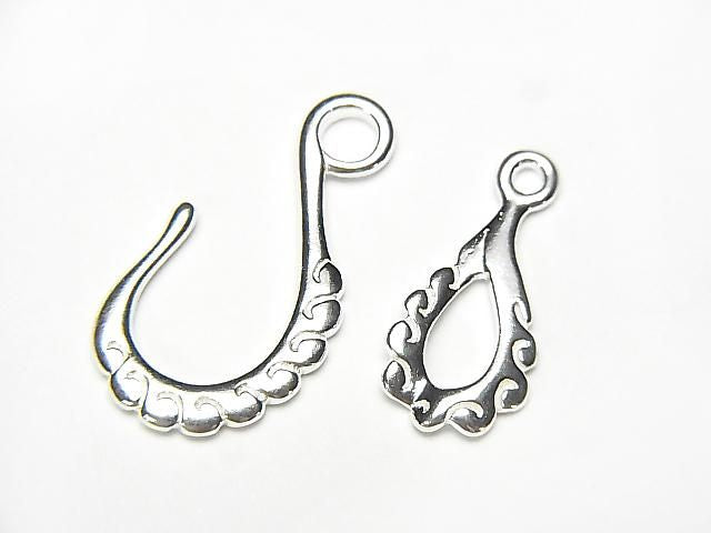 Crochet et connecteur argent 925, finition argent pur, 1 paire