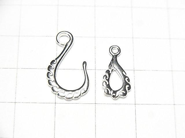 Crochet et connecteur argent 925, finition argent pur, 1 paire