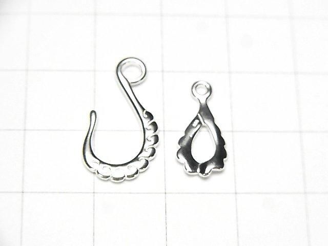Crochet et connecteur argent 925, finition argent pur, 1 paire