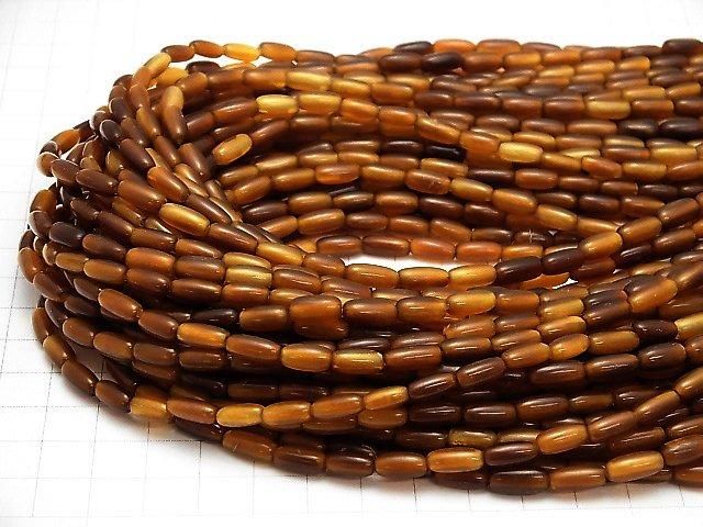 Buffalo Horn Rice 9x4x4mm Brown 1strand beads (aprx.15inch/38cm)