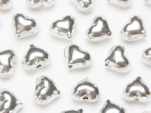 Karen Silver Heart Motif Beads 8x9.5mm (2pcs)