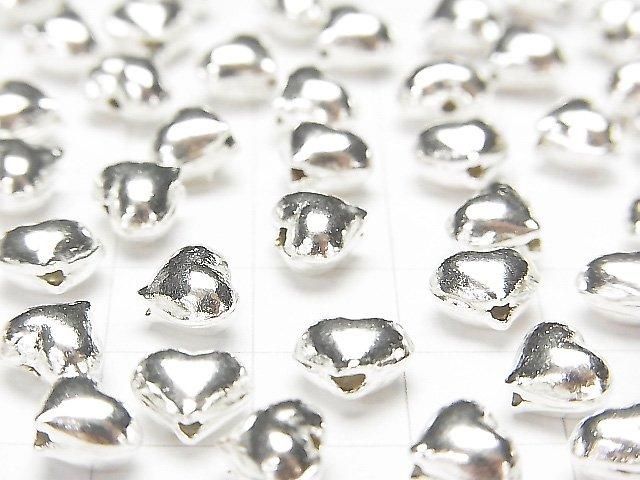 Karen Silver Heart Motif Beads 8x9.5mm (2pcs)
