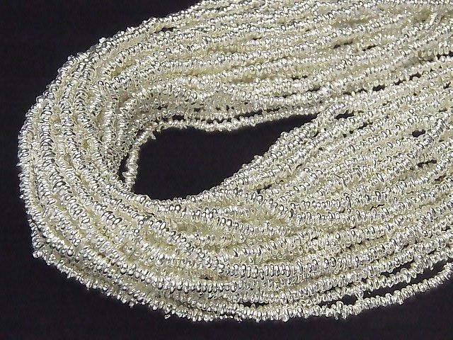 Karen Silver Rough Rondelle White Silver 1/8 or 1-strand beads (approx. 25 inches/62 cm)