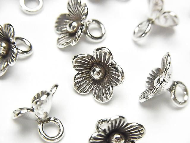 Karen Silver Flower Charm 10x10x8mm 1pc
