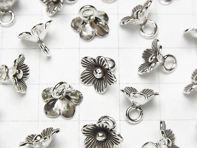 Karen Silver Flower Charm 10x10x8mm 1pc