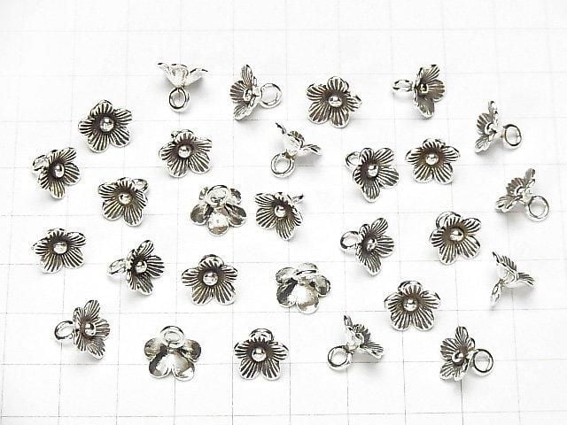 Karen Silver Flower Charm 10x10x8mm 1pc