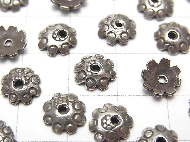 Karen Silver Bead Caps 8x8x2mm 4pcs