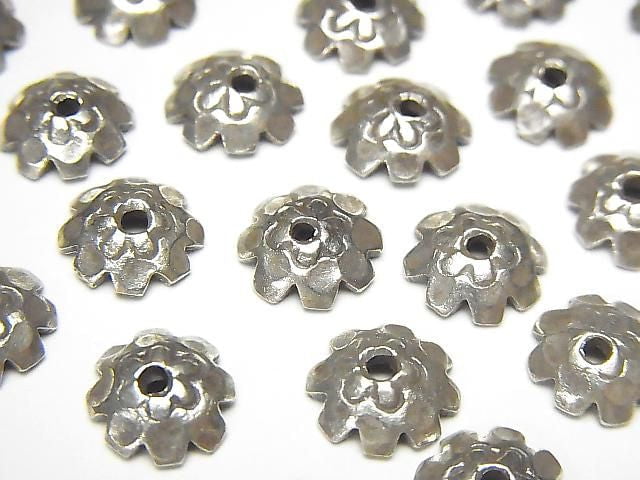 Karen Silver Bead Caps 9x9x2.5mm NO.2 4pcs