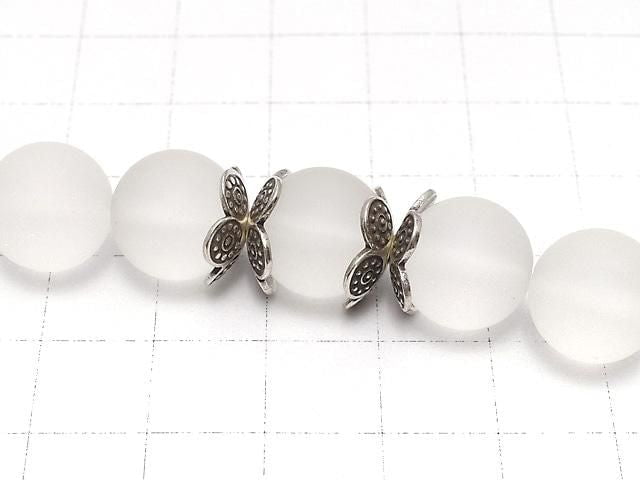 Karen Silver Bead Cap Flower 11x11x3mm 2pcs