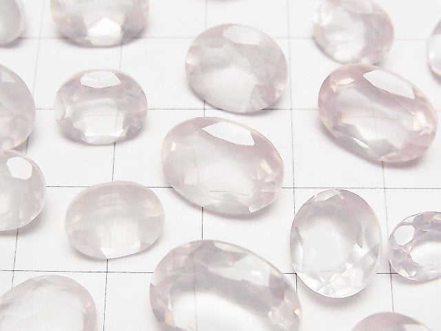 Hochwertiger Madagaskar Rosenquarz AAA oval facettiert unbohrt 10 Stück
