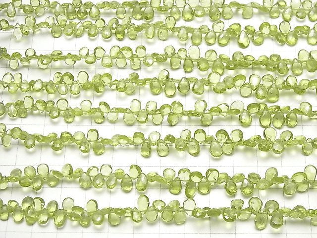 Hochwertiger Peridot AA++ Birnenform facettiert Briolette halb oder 1 Strang Perlen (ca. 7 Zoll / 17 cm)
