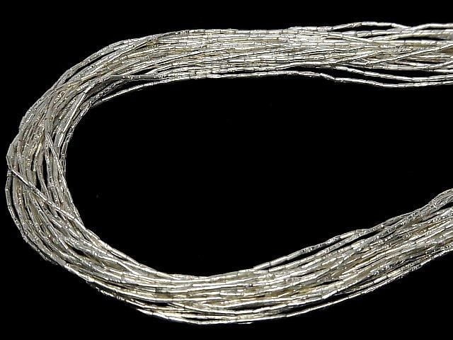 Karen Silver Flower Pattern Tube, 3x1x1mm half or 1-strand beads (approx. 26 inches/66 cm)