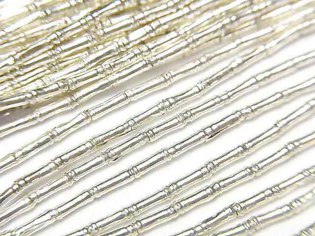 Karen Silver Patterned Tube, 3x1.5x1.5mm half or 1-strand beads (approx. 26 inches/64 cm)