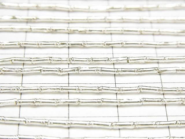 Karen Silver Patterned Tube, 3x1.5x1.5mm half or 1-strand beads (approx. 26 inches/64 cm)