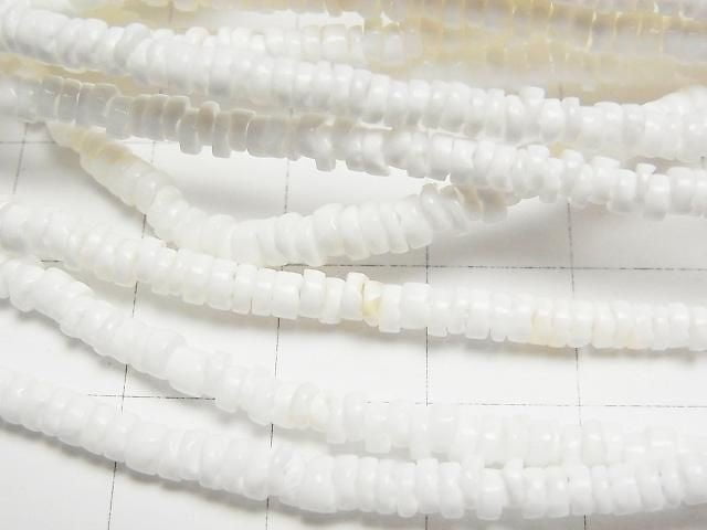 Litov Muschel Rondelle (Heishi) 3x3x1mm Weiß halbe oder 1Strang Perlen (ca. 58 cm)