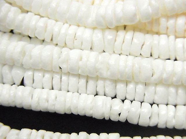 Litov Shell Rondelle (Heishi) 5x5x1.5mm White 1strand beads (approx. 24 inches/59 cm)