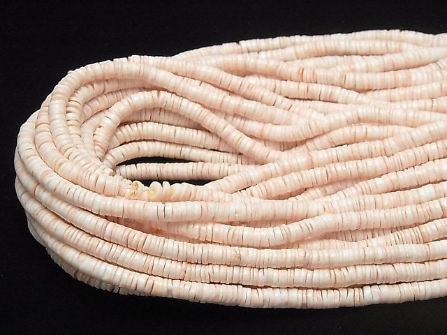 Pink Shell Rondelle (Heishi) 5x5x2mm half or 1 strand beads (approx. 23 inches/58 cm)