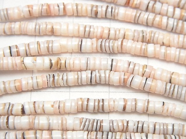 Pink Shell Rondelle (Heishi) 3mm Mixed Half or 1-Strand Beads (approx. 23 inches/58 cm)