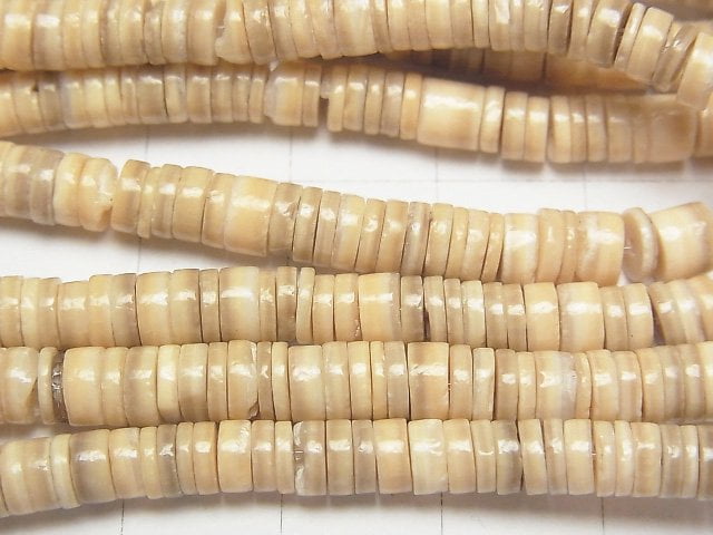 Striped Beige Shell Rondelle (Heishi)5x5x1.5mm half or 1strand beads (aprx.23inch/58cm)
