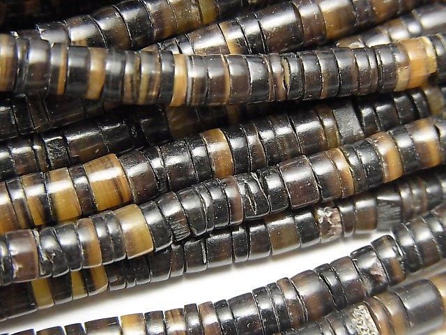 Rondelles de Nacre (Heishi) 5x5x1.5mm Noir 1 fil de perles (environ 24 pouces/59 cm)