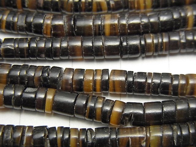 Rondelles de Nacre (Heishi) 5x5x1.5mm Noir 1 fil de perles (environ 24 pouces/59 cm)