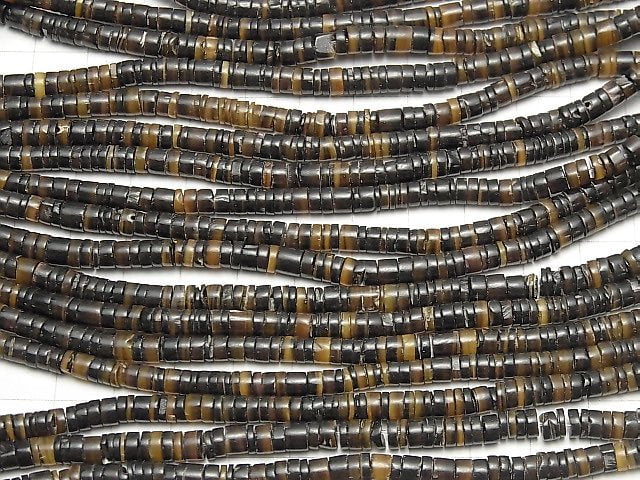 Rondelles de Nacre (Heishi) 5x5x1.5mm Noir 1 fil de perles (environ 24 pouces/59 cm)