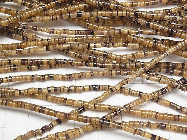 筆貝扁珠 (Heishi) 3x3x1.5mm 咖啡色 半串或1串珠子 (約 23 英寸/58 公分)