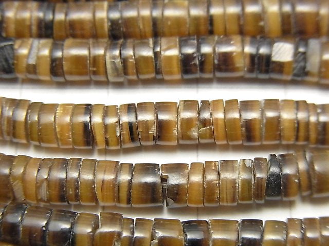 Pen Shell Rondelle (Heishi) 5mm Brown 1-strand beads (approx. 24 inches/60 cm)