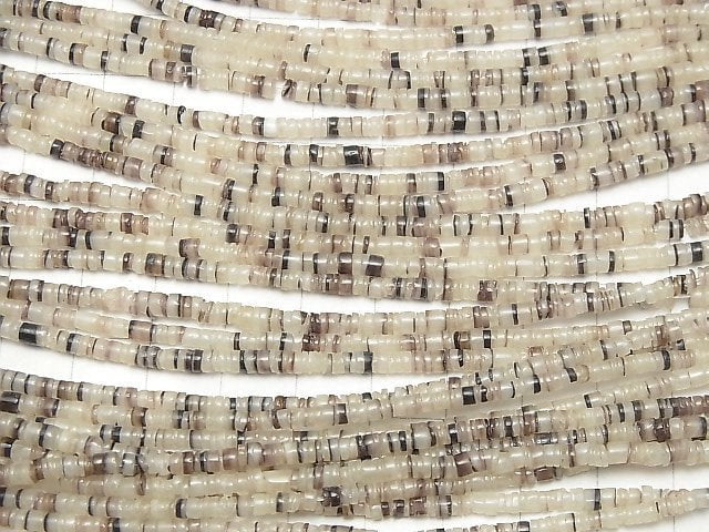 Hammer Shell Tube (Heishi) 2.5x2.5x1mm White x Black 1strand beads (aprx.24inch/59cm)