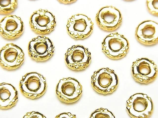 Karen Silver Flower Pattern Rondelle 6x6x2mm 18KGP 3pcs