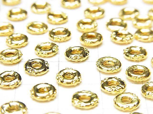 Karen Silver Flower Pattern Rondelle 6x6x2mm 18KGP 3pcs